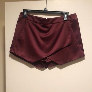 Maroon satin shorts
